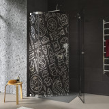 Douchecabine glazen hoekinstap met motief SPA 1/209