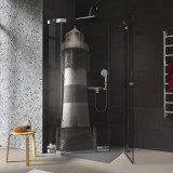 Douchecabine glazen hoekinstap met motief VUURTOREN 1/209