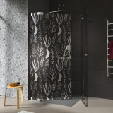 Douchecabine glazen hoekinstap met motief ZEEGRAS 209