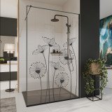 Glazen scheidingswand douche met kleurendruk FRAME DANDELION Glazen scheidingswand douche met kleurendruk FRAME DANDELION