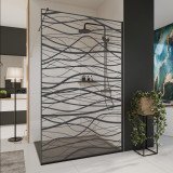 Glazen scheidingswand douche met kleurendruk FRAME FLORA 2