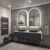 LED-spiegel met boog zwarte lijst gedeeltelijk gelakt F649L4BTL