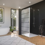 Glas douchecabine met decor, deur aan de zijkant AREA 6/210