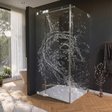 Glas douchecabine deur met decoratie WATER 2/210 aan de zijkant