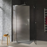 Glas douchecabine met hoekinstap en decor CARRE 2/209