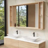 Spiegel met houten lijst en legschap - Madera 5