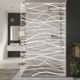 Glazen scheidingswand douche met kleurendruk FRAME FLORA 2