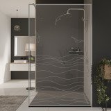 Glazen scheidingswand douche met kleurendruk FRAME MEER 3 Glazen scheidingswand douche met kleurendruk FRAME MEER 3