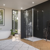 Glasdouchecabine deur met motief KWALLEN 210 aan de zijkant