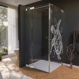 Glas douchecabine deur zijdelings met motief SCHILD KRUIS 210