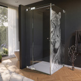 Glas douchecabine deur zijdelings met motief TIJGER 210