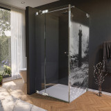 Glas douchecabine deur zijdelings met motief VUURTOREN 2/210