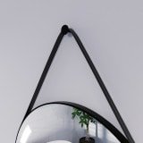 Ronde LED-spiegel met riem zwart BIANCA 2R