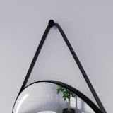 Ronde LED-spiegel met riem zwart ELARA 2R