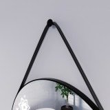 Ronde LED-spiegel met riem zwart JULIET 2R