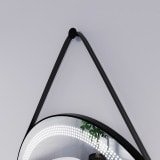 Ronde LED-spiegel met riem zwart OPHELIA 2R