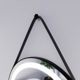 Ronde LED-spiegel met riem zwart PLUTO 2R