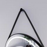 Ronde LED-spiegel met riem zwart SATURN 2R