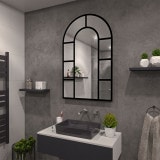 Industrieel ontwerp spiegel met toog zwart gelakt F647BTL Industrieel ontwerp spiegel met toog zwart gelakt F647BTL