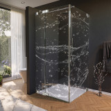 Glas douchecabine deur met zijpaneel met decor WATER 4/210
