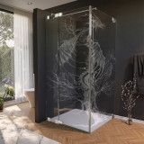 Glas douchecabine deur met zijpaneel en draakmotief 210