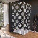 Glas douchecabine deur met zijpaneel en motief DRUPPEL 2/210