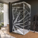 Glas douchecabine deur met zijpaneel met motief WINDROSE 210
