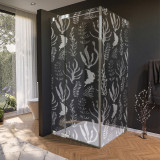 Glas douchecabine deur met zijpaneel met motief ZEEGRAS 210