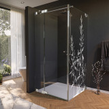 Glas douchecabine deur met motief GRASSEN 210 aan de zijkant