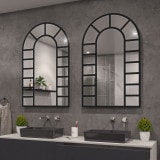 Spiegel met toog industrieel ontwerp zwart gedeeltelijke lak F648BTL Spiegel met toog industrieel ontwerp zwart gedeeltelijke lak F648BTL