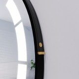 Ronde LED-spiegel met riem zwart BIANCA 2R
