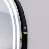 Ronde LED-spiegel met riem zwart DIONE 2R