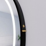 Ronde LED-spiegel met riem zwart ELARA 2R