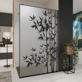 Glazen scheidingswand van satijnglas met zwarte opdruk FRAME BAMBOO 4