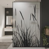 Glazen scheidingswand douche satijnglas met zwarte opdruk FRAME KORNFELD