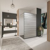 Glazen scheidingswand douche Satinato met zwarte opdruk FRAME LINE 3 Glazen scheidingswand douche Satinato met zwarte opdruk FRAME LINE 3