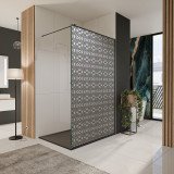 Glazen scheidingswand douche Satinato met zwarte opdruk FRAME MEMPHIS 2