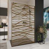 Glazen scheidingswand douche met kleurendruk FRAME FLORA 2
