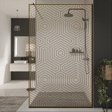 Glazen scheidingswand douche met kleurendruk FRAME HEXAGON Glazen scheidingswand douche met kleurendruk FRAME HEXAGON