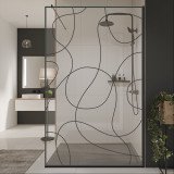 Glazen scheidingswand douche met kleurendruk FRAME SCRIBBLE
