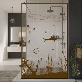 Glazen scheidingswand douche met kleurendruk FRAME UNDERWATER