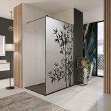 Glazen scheidingswand van satijnglas met zwarte opdruk FRAME BAMBOO 4