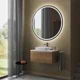 Ronde LED-spiegel gedeeltelijk gelakt - CHARON zwart Ronde LED-spiegel gedeeltelijk gelakt - CHARON zwart