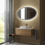 Ovale LED-spiegel gedeeltelijk zwart gelakt F662L4OTL Ovale LED-spiegel gedeeltelijk zwart gelakt F662L4OTL