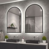 LED-spiegel met boog zwarte lijst gedeeltelijk gelakt F649L4BTL