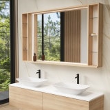 Lichte spiegel met houten lijst en planken - Madera 8