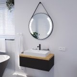 Ronde LED-spiegel met riem zwart BIANCA 2R
