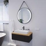 Ronde LED-spiegel met riem zwart ELARA 2R