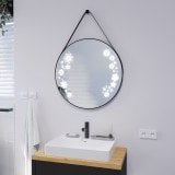 Ronde LED-spiegel met riem zwart JULIET 2R