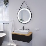Ronde LED-spiegel met riem zwart PLUTO 2R